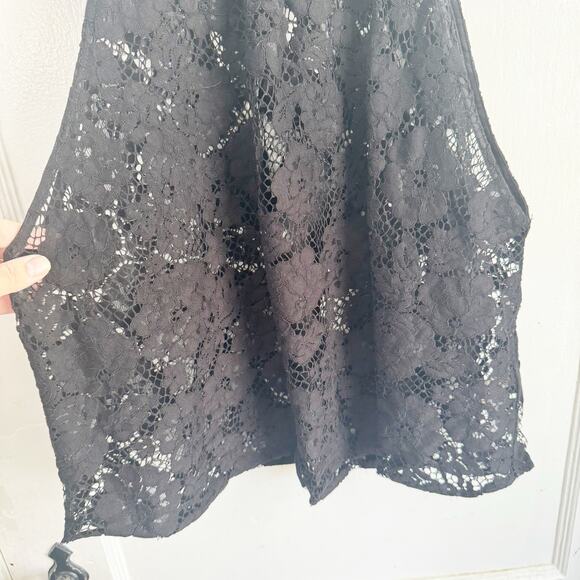 Free People FP Sweet Meadow Dreams Black Lace Halter Top Sheer Size Large L Boho - Picture 6 of 14